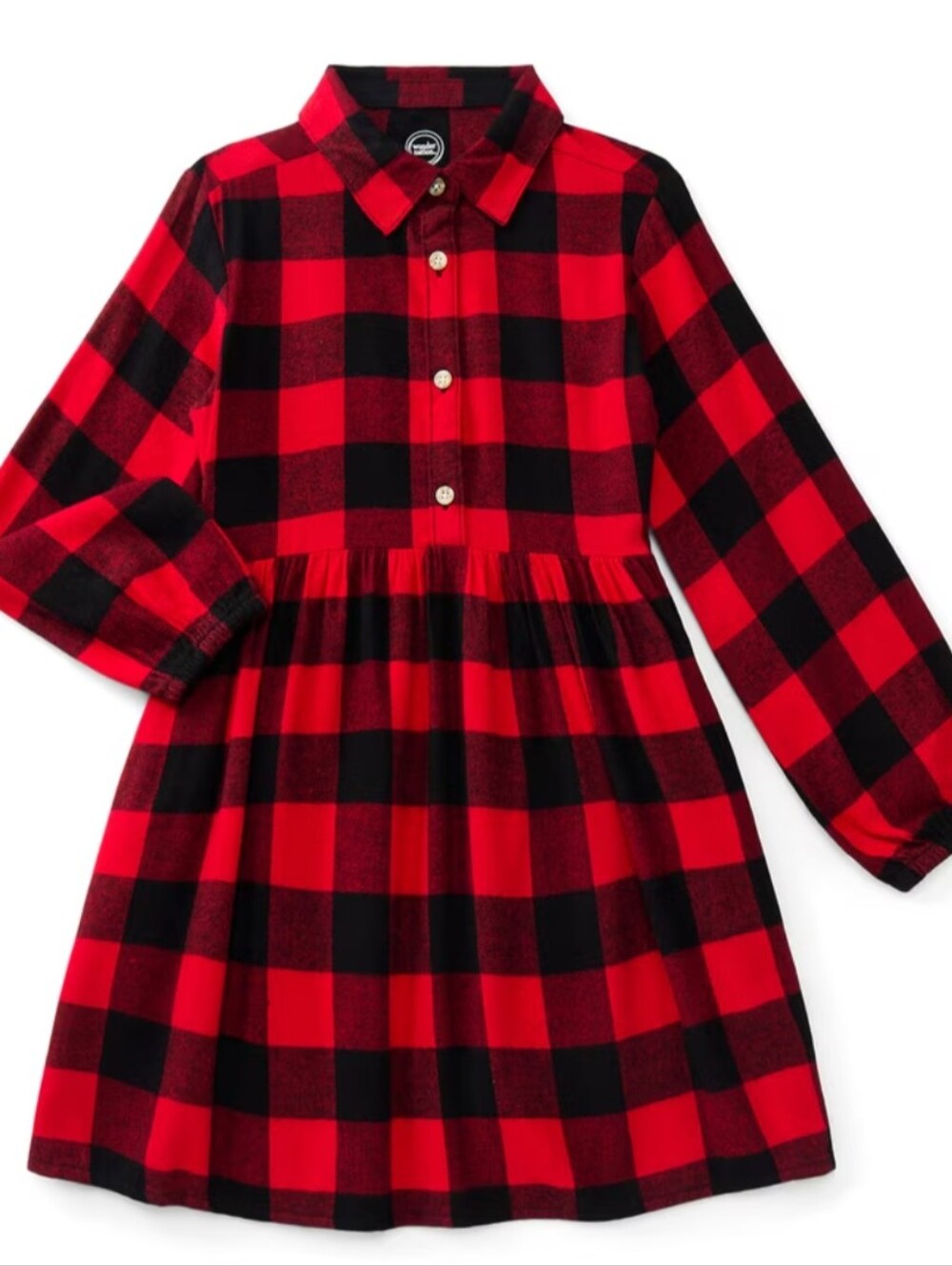 wonder nation Red and Black Buffalo Plaid Shirt Dress